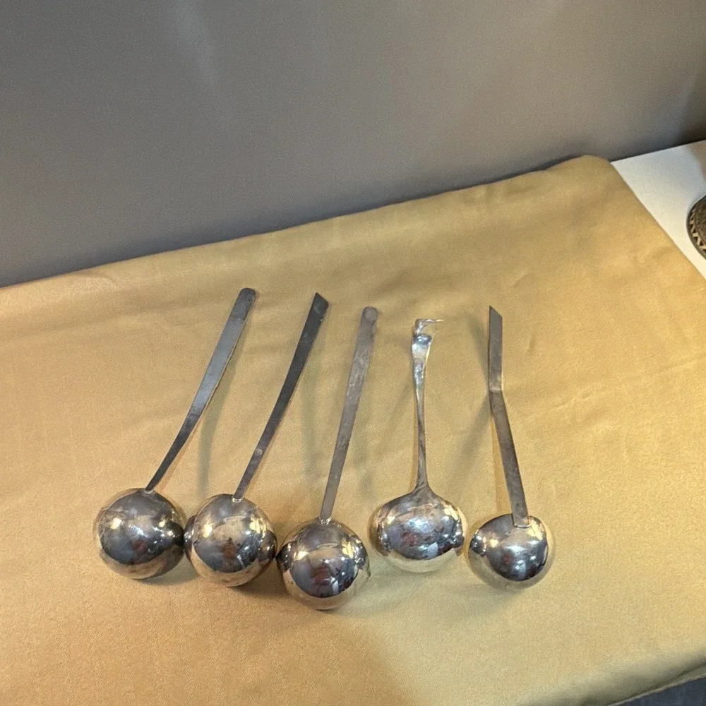 Lot of 5 Silverplate Ladles with Floral Pattern Handles, Serving Utensils